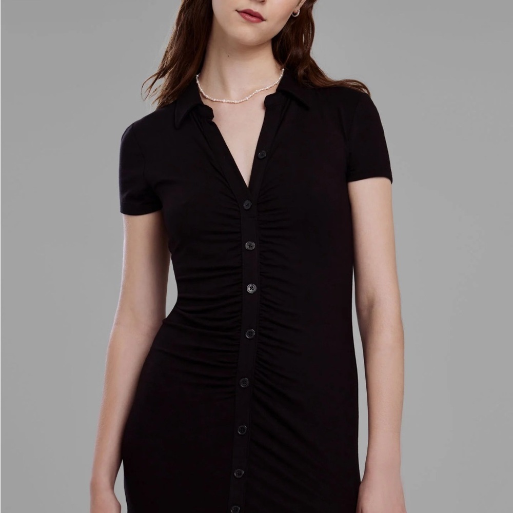 Tiffany & Grey Black Button-Down Short Sleeve Dress